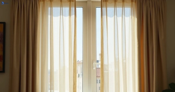 Dull dusty drapes in koonawarra-nsw before professional cleaning